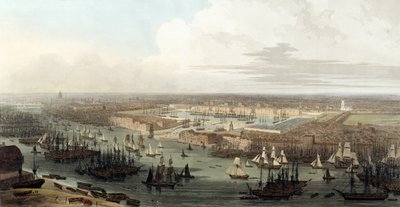 Wapping, erhöhte Ansicht des Docks, 1803 von Thomas und William Daniell